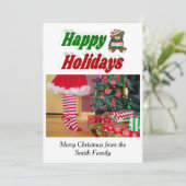 prettige feestdagen Beer kerstfotografie Feestdagenkaart (Staand voorkant)