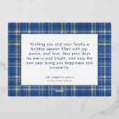 Prettige feestdagen Blauw & Goud Tartan Plaid (Achterkant)