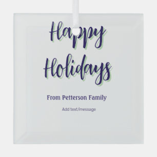Prettige feestdagen Blauw groen Kerstmis stijlvol Glas Ornament
