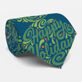 prettige feestdagen Blauwe en Groene Kerstmis Stro Stropdas (Opgerold)