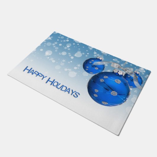 prettige feestdagen Blauwe Ornamenten Deurmat (Schuin)