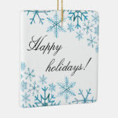 prettige feestdagen blauwe sneeuwvlok keramisch ornament (Rechts)