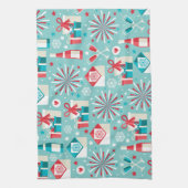 prettige feestdagen Blauwgroen blauw en rood Patro Theedoek (Verticaal)