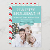 prettige feestdagen Blue Bow Chevron Feestdagenkaart (Voorkant / Achterkant)