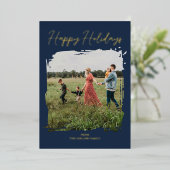 Prettige feestdagen Blue Script Modern Minimal Pho (Staand Voorkant)