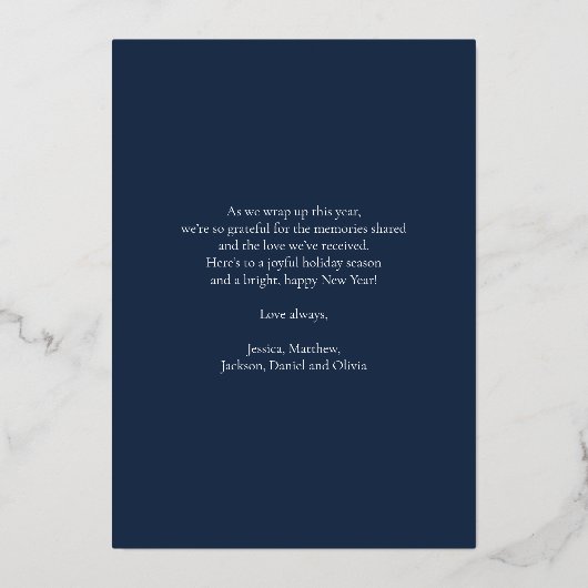 Prettige feestdagen Blue Script Modern Minimal Pho (Achterkant)