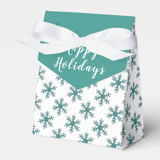 prettige feestdagen Blue Snowflake Pattern Bedankdoosjes (Voorkant Zijde)