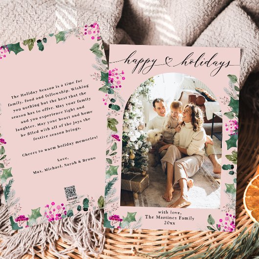 Prettige feestdagen Blush Pink Winter Feestdagenkaart