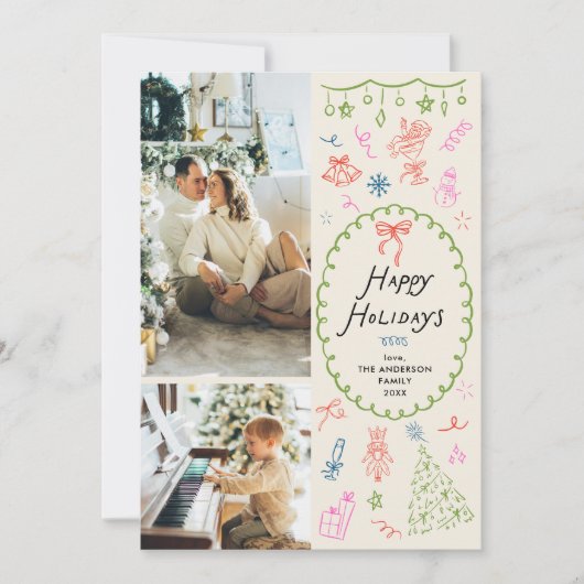 Prettige feestdagen Boho Hand getekend Feestdagenkaart (Voorkant)