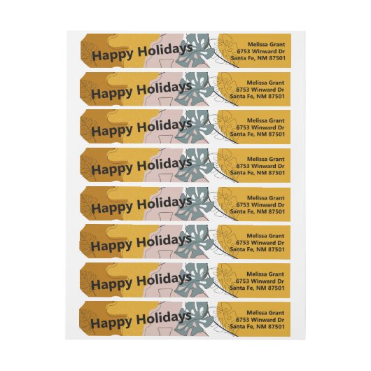 Prettige feestdagen Boho Monstera Leaf Abstract (Vel)