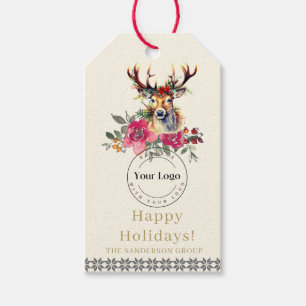 Prettige feestdagen Boho Zakelijk Logo Gift Label Cadeaulabel