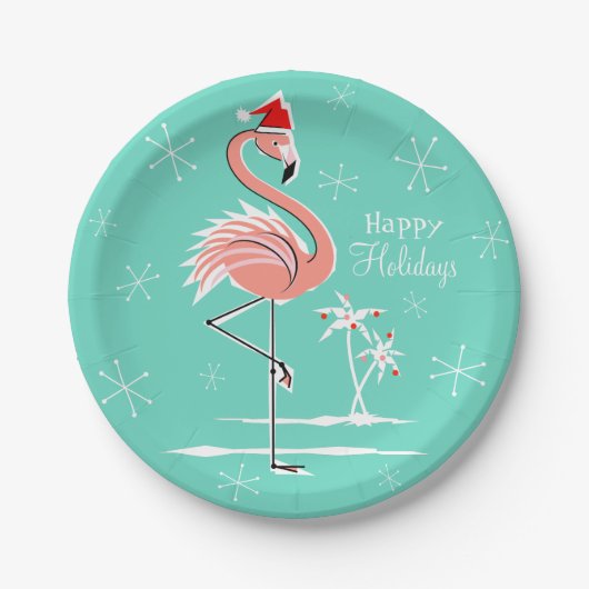 Prettige feestdagen bord Christmas Flamingo (Voorkant)