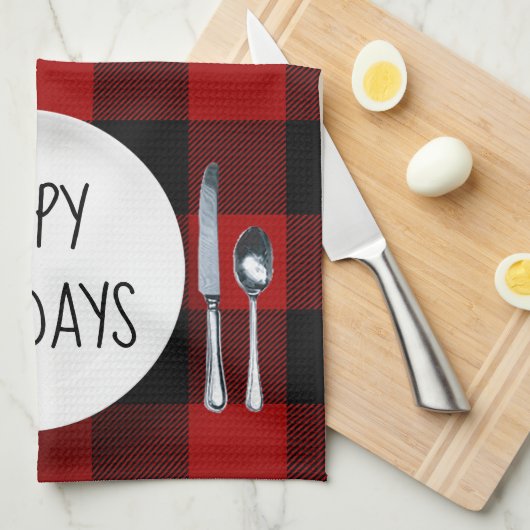prettige feestdagen Bord op buffelplaat Theedoek (Quarter Fold)