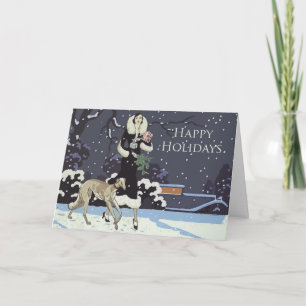 Prettige feestdagen Borzoi-Kaart Kaart