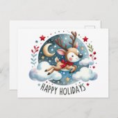 Prettige feestdagen Briefkaart van rendieren (Voorkant / Achterkant)