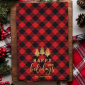 Prettige feestdagen Buffalo Plaid Theedoek