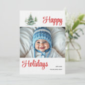 Prettige feestdagen Buiten kerstboom Feestdagenkaart (Staand voorkant)