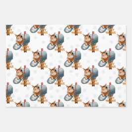 Prettige feestdagen Bunny in een brievenbus Inpakpapier Vel