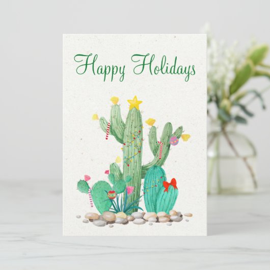 Prettige Feestdagen Cactus Zuidwest Feestdagenkaart (Staand voorkant)