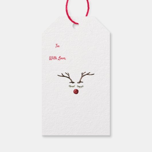 Prettige feestdagen Cadeaukaart met rendiergezicht Cadeaulabel (Achterkant)