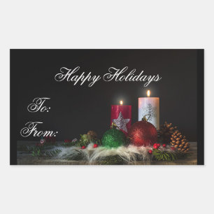 prettige feestdagen cadeaulabel rechthoekige sticker