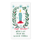Prettige feestdagen Candle Hand getrokken CUSTOM G Etiket (Voorkant)