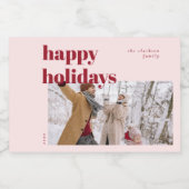 Prettige feestdagen Candy Cane Foto Sparkling Wijnetiket (Enkel label)