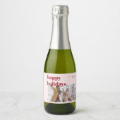 Prettige feestdagen Candy Cane Foto Sparkling Wijnetiket (Voorkant)