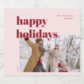 Prettige feestdagen Candy Cane Foto Sparkling Wijnetiket (Enkel label)