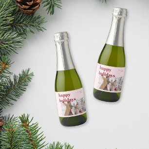 Prettige feestdagen Candy Cane Foto Sparkling Wijnetiket