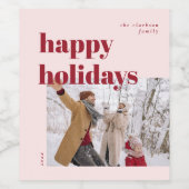 Prettige feestdagen Candy Cane Foto Wijn Etiket (Enkel label)