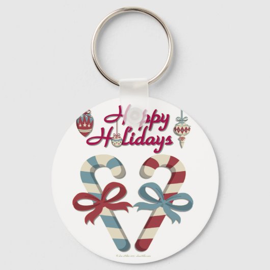prettige feestdagen Candy Cane Heart Sleutelhanger (Voorkant)