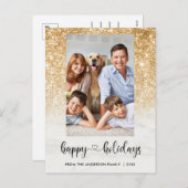 Prettige feestdagen Chic Foto Gouden Glitter Marme (Voorkant / Achterkant)
