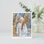 Prettige feestdagen Chic groen script overlay foto (Staand voorkant)