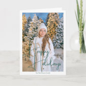 Prettige feestdagen Chic groen script overlay foto (Voorkant)