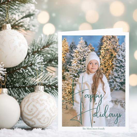 Prettige feestdagen Chic groen script overlay foto Kaart