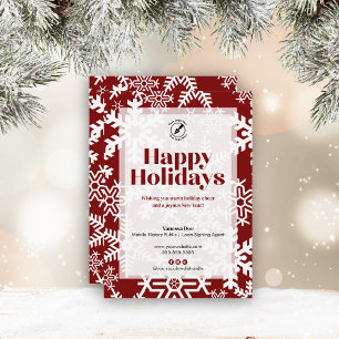 Prettige feestdagen Chic Red Snowflake Feestdagenkaart