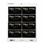 Prettige feestdagen Chic Zwart Goud Script Kerstmi Etiket (Full Sheet)