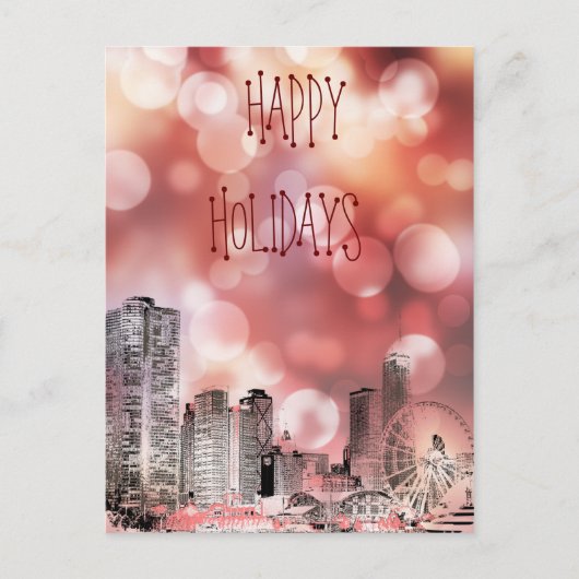 Prettige feestdagen Chicago 2021 Skyline Briefkaart (Voorkant)
