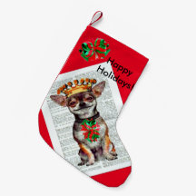 PRETTIGE FEESTDAGEN CHIHUAHUA XMAS STOCKING!