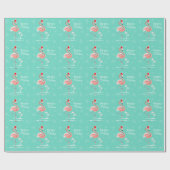 Prettige feestdagen Christmas Flamingo Cadeaupapier (Vlak)