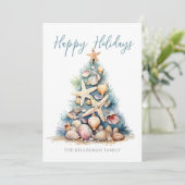 Prettige feestdagen Christmas Tree Beach Feestdagenkaart (Staand voorkant)