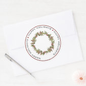 prettige feestdagen, CHRISTMAS WREATH Ronde Sticker (Envelop)
