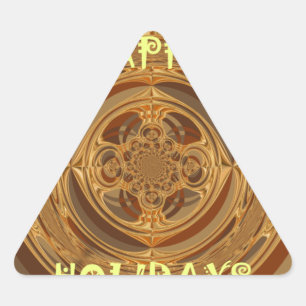 Prettige feestdagen Circle Art Print/Design Driehoek Sticker