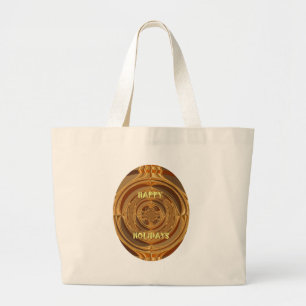 Prettige feestdagen Circle Art Print/Design Grote Tote Bag
