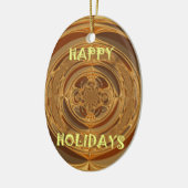 Prettige feestdagen Circle Art Print/Design Keramisch Ornament (Links)