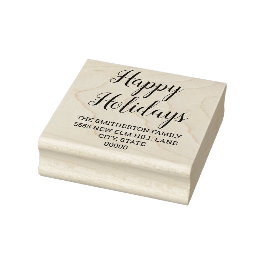 prettige feestdagen Cursief Script Familienaam Adr Rubberstempel (Stempel)
