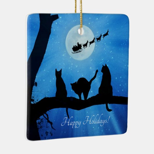 prettige feestdagen Cute Cat en Santa Keramisch Ornament (Rechts)