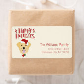 prettige feestdagen - Cute Golden Retriever Kerstm Etiket (Insitu)