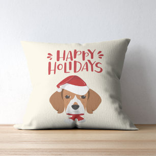 prettige feestdagen - Cute Santa Beagle - Kerstmis Kussen